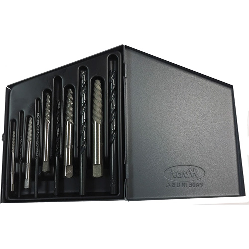 DRILLCO Screw Extractor Set with Drills, Carbide, 10 Pieces Stor-it Systems