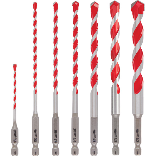 Large Shockwave Hammer Drill Bit Kit, 7 Pieces, Carbide Stor-it Systems