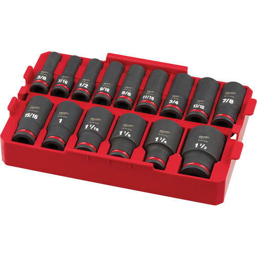 Shockwave Impact Duty Packout SAE Socket Set, 15 Pcs, Impact, 1/2" Drive Size, Deep Stor-it Systems