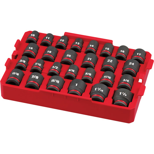 Jeu de douilles profondes 3/8" Shockwave Impact Duty Packout, 27 Mcx, Chocs, Prise de 1/2" Stor-it Systems