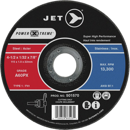 A46PX Power-Xtreme Cut-Off Wheel, 4-1/2" x 1/16", 7/8" Arbor, Type 1, 13300 RPM Stor-it Systems