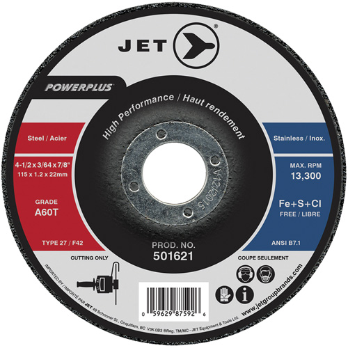 A60T PowerPlus Cut-Off Wheel, 4-1/2" x 3/64", 7/8" Arbor, Type 27, 13300 RPM Stor-it Systems