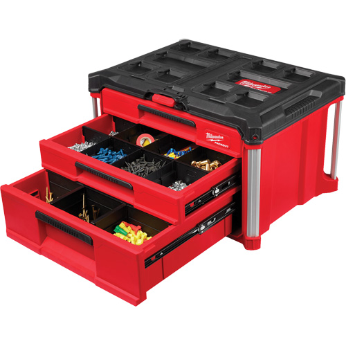 PackOut 3-Drawer Tool Box, 16-3/10" x 22-1/5" x 14-3/10", Red Stor-it Systems