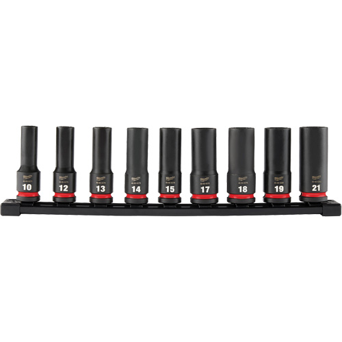 Shockwave Impact Duty Metric 6 Point Socket Set, 9 Pcs, Impact, 1/2" Drive Size, Deep Stor-it Systems