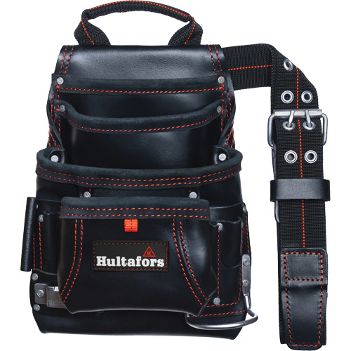 Carpenter's Nail & Tool Bag, Leather, 11 Pockets, Black Stor-it Systems