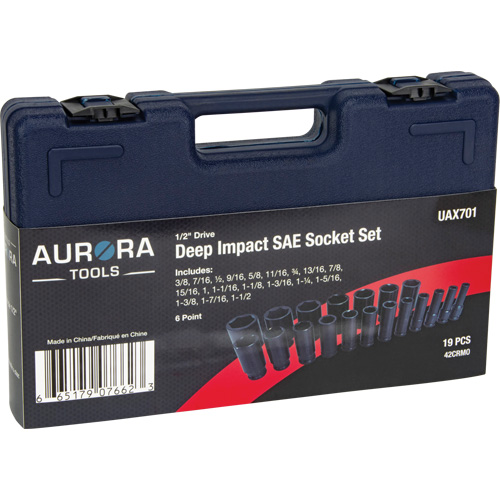 SAE Socket Set, 19 Pcs, Impact, 1/2" Drive Size, Deep Stor-it Systems