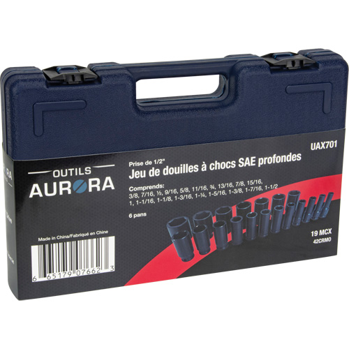 SAE Socket Set, 19 Pcs, Impact, 1/2" Drive Size, Deep Stor-it Systems