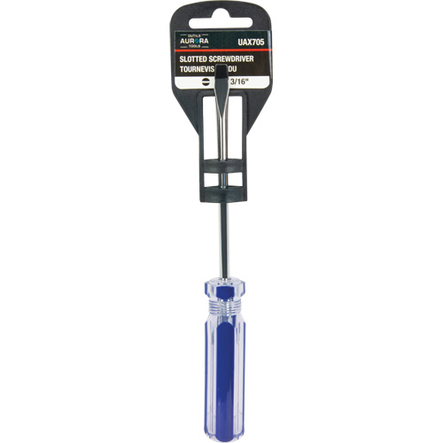 Blue Transparent Striped Slotted Screwdriver, 3/16" Tip, Round, Plastic Handle Stor-it Systems