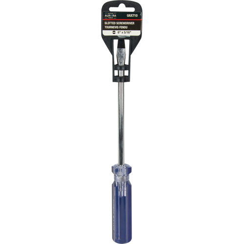 Blue Transparent Striped Slotted Screwdriver, 5/16" Tip, Round, Plastic Handle Stor-it Systems