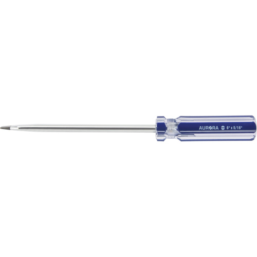 Blue Transparent Striped Slotted Screwdriver, 5/16" Tip, Round, Plastic Handle Stor-it Systems