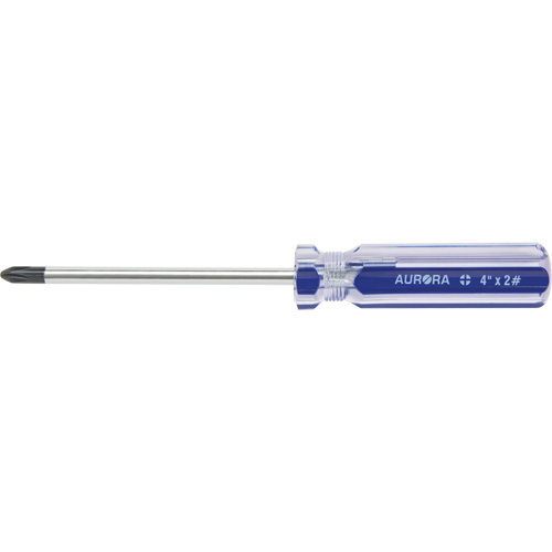 Tournevis Philips bleu transparent avec bandes, #2, Prise Plastique Stor-it Systems