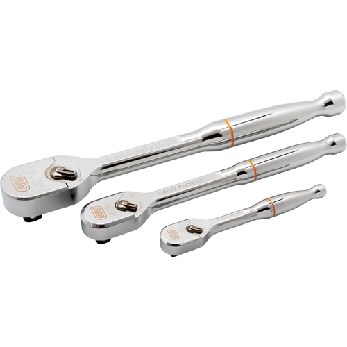 Ensemble de rochet &agrave; t&ecirc;te en goutte enti&egrave;rement polie avec prises 1/4", 3/8" & 1/2" 120XP Stor-it Systems