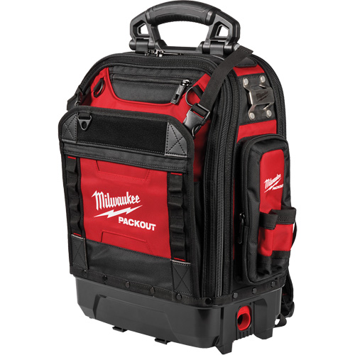 Sac &agrave; dos structur&eacute; PackOut, 9-1/2" lo x 18" la, Noir/Rouge, Polyester Stor-it Systems