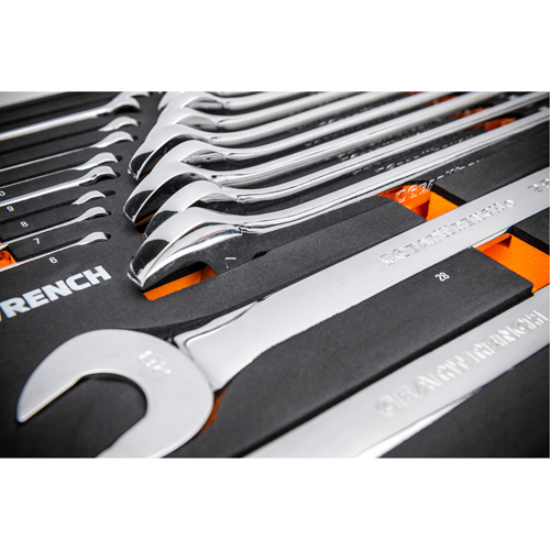 12-Point Long Pattern Combination Metric Wrench Set in Foam Storage Tray, Open-Ended, 24 Pieces, Metric Stor-it Systems