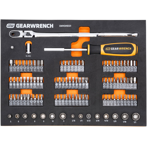 Jeu d'outils &agrave; t&ecirc;te &eacute;troite pour m&eacute;canicien dans un plateau de rangement en mousse Stor-it Systems