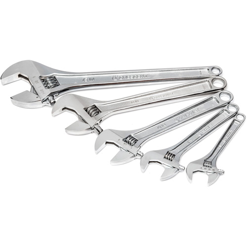 Chrome Wrench Set, Adjustable, 5 Pieces, Imperial and Metric Stor-it Systems
