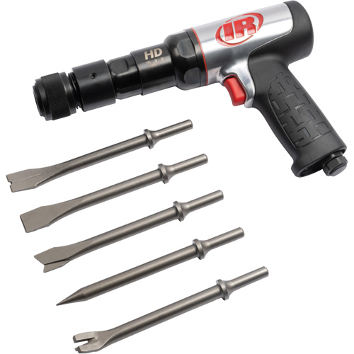 5-Piece Heavy-Duty Air Hammer with Chisel Set, 2.66 CFM, 1/4" NPT, 2600 BPM, 3/4" x 3" (19mm x 76mm) Stor-it Systems