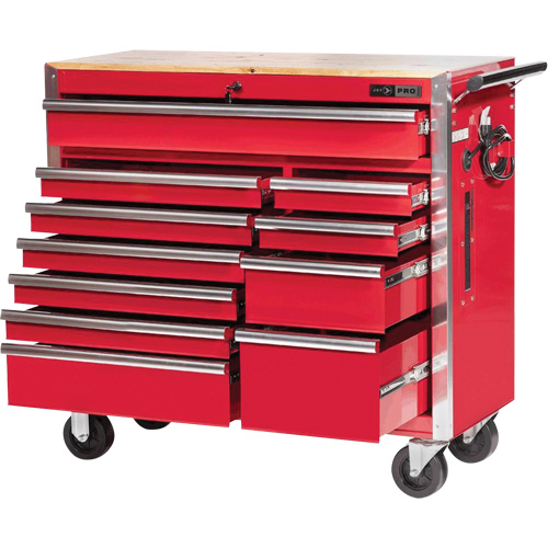 PRC4211 Armoire roulante de s&eacute;rie Pro, 11 tiroirs, 42" la x 18" p x Rouge Stor-it Systems
