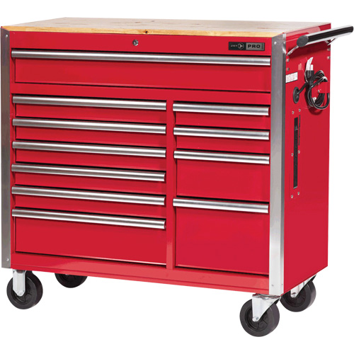 PRC4211 Armoire roulante de s&eacute;rie Pro, 11 tiroirs, 42" la x 18" p x Rouge Stor-it Systems