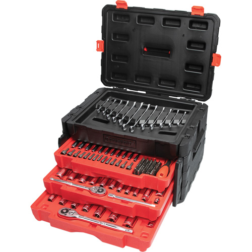 1/4", 3/8" & 1/2" Mechanics Hand Tool Set with 3-Drawer Storage Case Stor-it Systems