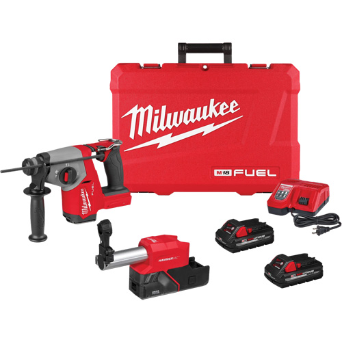 FUEL SDS Plus Rotary Hammer with Dust Extractor Kit, 18 V, 5/8", 1400 RPM Stor-it Systems