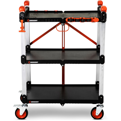 Chariot de chantier pliable &agrave; 3 &eacute;tag&egrave;res SITERUNNER, 30-3/5" lo x 20" la x 42-1/2" h, Noir Stor-it Systems