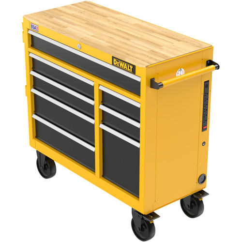 Postes de travail industriel mobile, 8 tiroirs, 40" la x Jaune Stor-it Systems