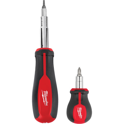 11-in-1 Multi-Bit Screwdriver & 6-in-1 Stubby Multi-Bit Screwdriver Set, 3"/9-4/5" L, Cushion Grip Handle Stor-it Systems