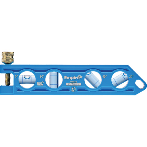 Niveau torpille moul&eacute; sous pression TRUE BLUE, 6" lo, Aluminium, 4 fioles Stor-it Systems