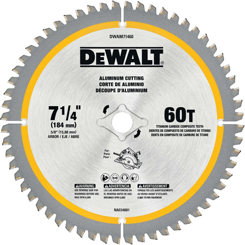 Tungsten Carbide-Tipped Steel Circular Saw Blade, 7-1/4", 60 Teeth, Non-Ferrous Use Stor-it Systems