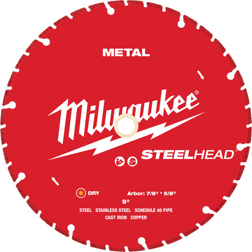 Lame de coupe diamant&eacute;e STEELHEAD, 9", Pour M&eacute;tal Stor-it Systems