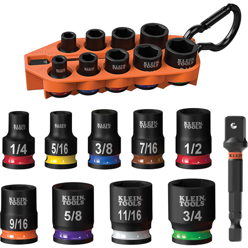 Grab-And-Go Impact Socket Set, SAE, 10 Pcs, Impact, 3/8" Drive Size Stor-it Systems