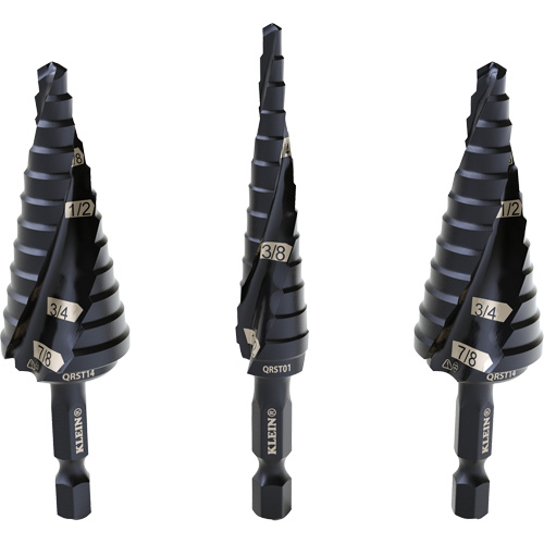 Step Drill Bit Set, 3 Pieces, High Speed Steel Stor-it Systems