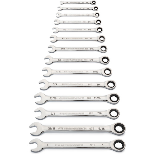 Jeu de cl&eacute;s SAE &agrave; 12 pans et 90 dents, Combinaison &agrave; cliquet, 14 morceaux, Imp&eacute;rial Stor-it Systems