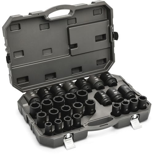Jeu de douilles m&eacute;triques &agrave; 6 pans, 28 Mcx, Chocs, Prise de 3/4", Profond Stor-it Systems