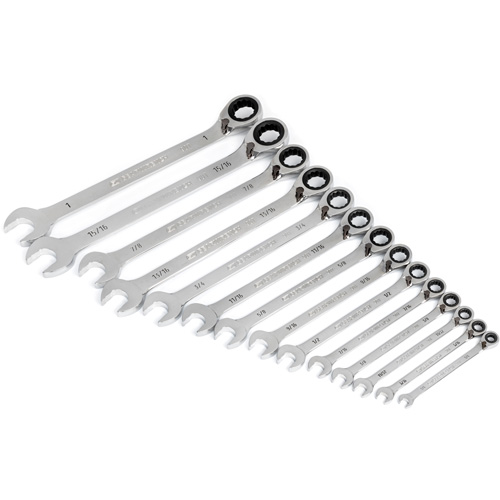 Jeu de cl&eacute;s &agrave; cliquets r&eacute;versibles SAE &agrave; 12 pans et 90 dents, Combinaison &agrave; cliquet, 14 morceaux, Imp&eacute;rial Stor-it Systems