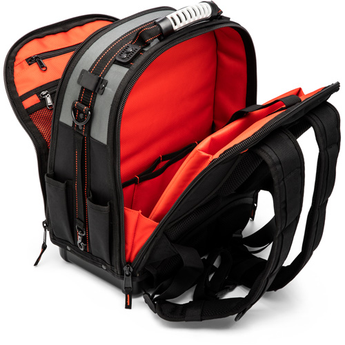 Tradesman Backpack, 18" L x 10" W, Black/Grey/Orange, Polyester Stor-it Systems
