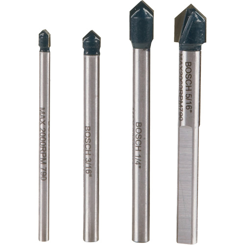 Glass & Tile Drill Bit Set, 4 Pieces, Carbide Stor-it Systems