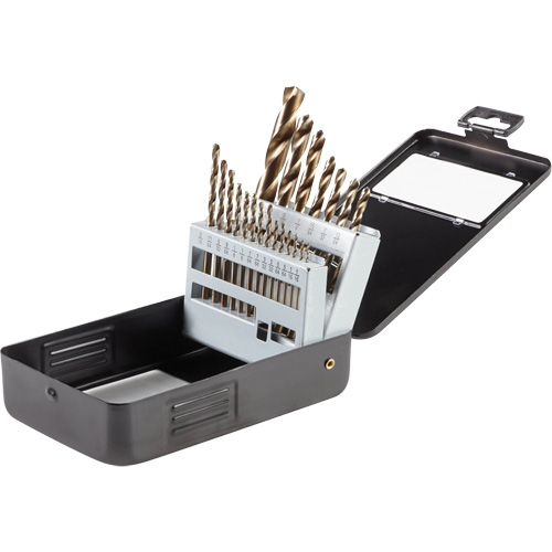 Gold Oxide Drill Bit Set, 21 Pieces, High Speed Steel Stor-it Systems