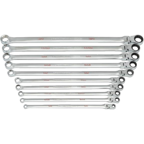 120XP Universal Spline XL Flex Head GearBox Wrench Set, Ratcheting Box, 10 Pieces, Imperial Stor-it Systems