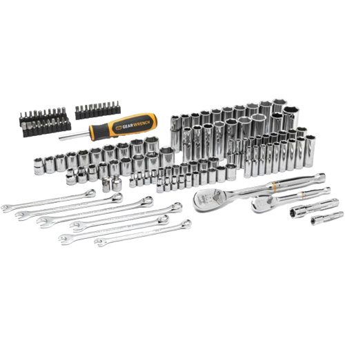 Jeu d'outils manuels pour m&eacute;canicien 90T SAE/m&eacute;trique avec prises 1/4" & 3/8" Stor-it Systems