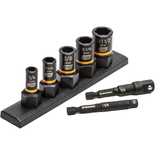 Jeu de douilles d'extraction SAE Bolt Biter, 7 Mcx, Chocs, Prise de 1/4"/3/8" Stor-it Systems
