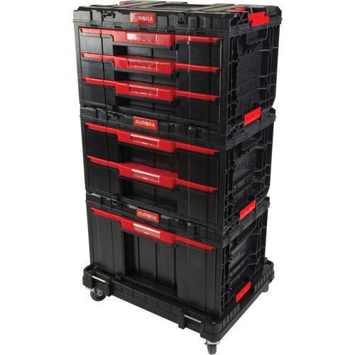 Ensemble de coffres &agrave; outils Arx de 4 morceaux avec socle &agrave; roulettes pivotantes, 23-1/10" x 15" x 22-1/2", Noir Stor-it Systems