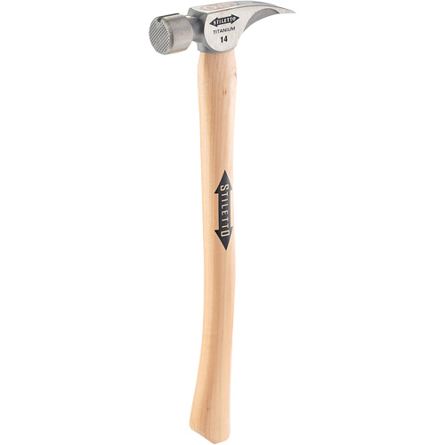 Titanium Milled Face Hammer with Curved Hickory Handle, 14 oz., Wood Handle, 18" L Stor-it Systems