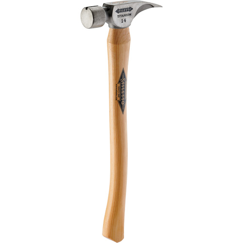 Marteau &agrave; face lisse en titane avec manche incurv&eacute; en noyer, 14 oz, Prise en Bois, 18" lo Stor-it Systems
