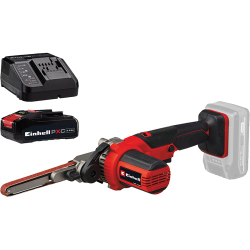 Ponceuse-lime &agrave; courroie 18" sans fil avec batterie 2,5 Ah PXC et ensemble de d&eacute;part de chargeur Stor-it Systems