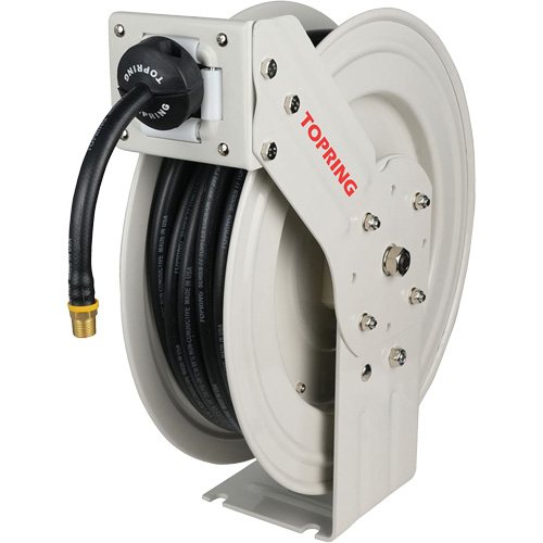 MAXREEL Single-Arm Automatic Rewind L Hose Reel with Rubber Hose, Air, 3/8" x 50', Single Hose, 250 PSI Stor-it Systems