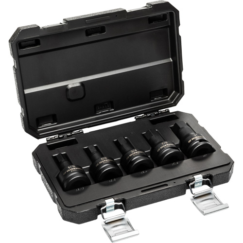 SAE Impact Bit Socket Set with Blow Mold Case, Hex, 3/4" Drive, 5 Pcs Stor-it Systems