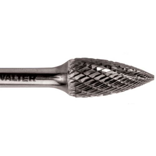 Double Cut Tapered Burr, SG-5, 1/2" Dia., 1/4" Shank, 1" Depth of Cut Stor-it Systems