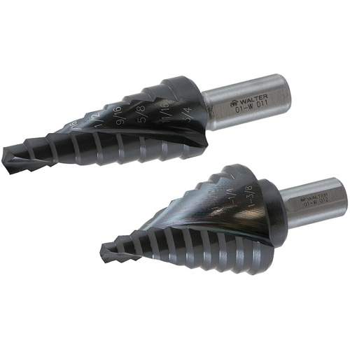 Multi-Step Drill Bit, 1/4" - 1-3/8" , 1/8" Increments, High Speed Steel Stor-it Systems